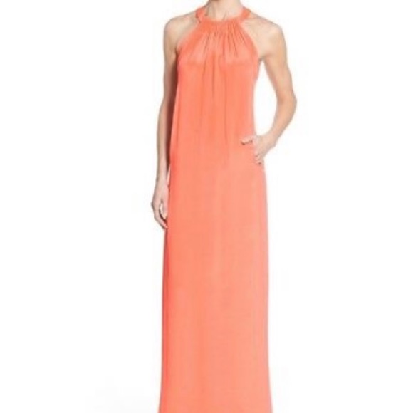 Kobi Halperin Penelope Silk Maxi Dress Xl Orange